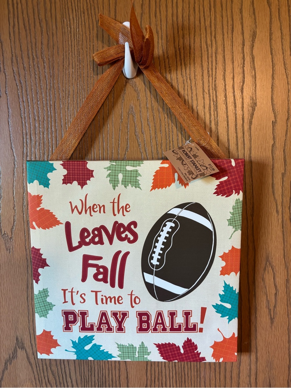 Fall Football Wall Hanging - "When the Leaves Fall It's Time to Play Ball!"